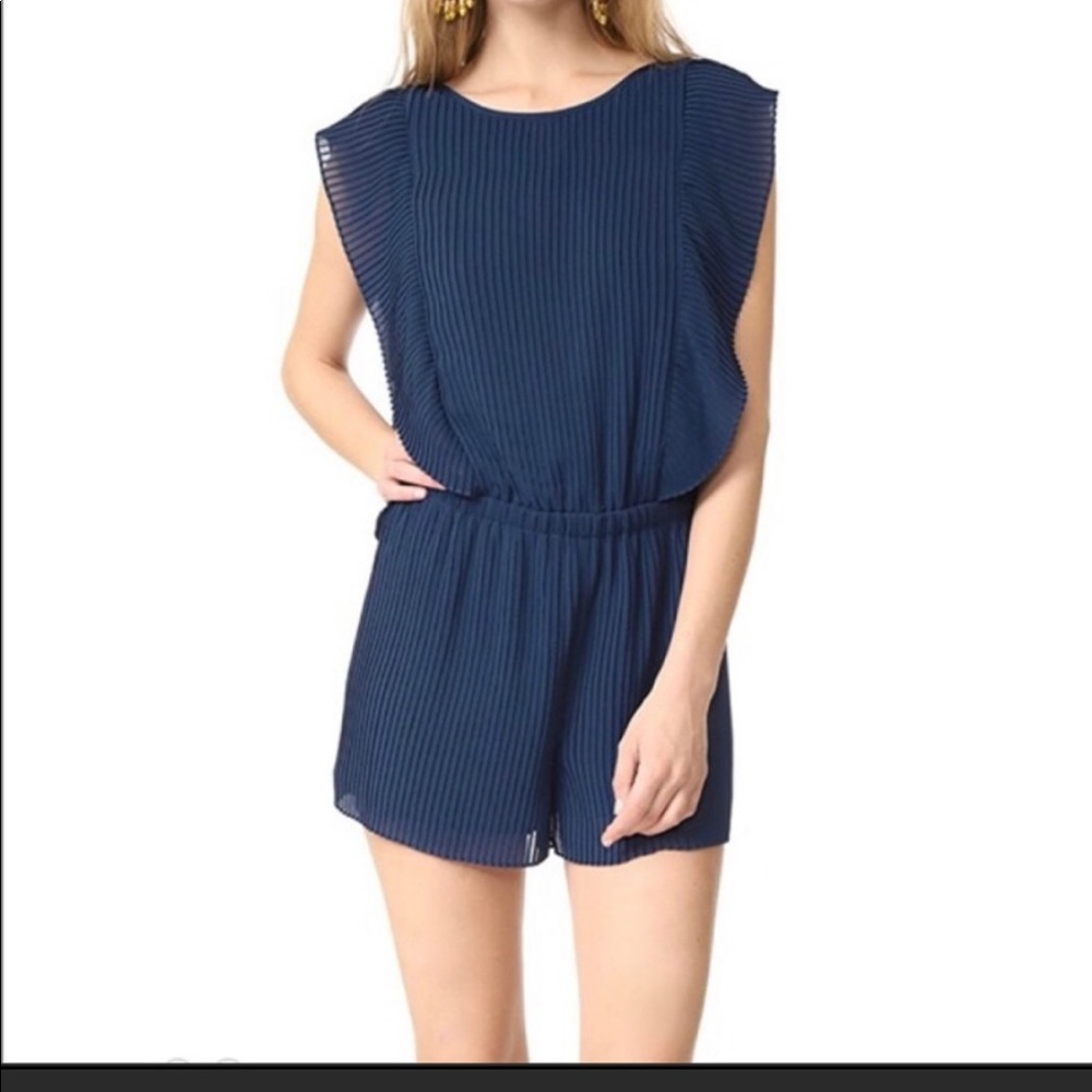 Club Monaco Navy Pleated Sleeveless Romper